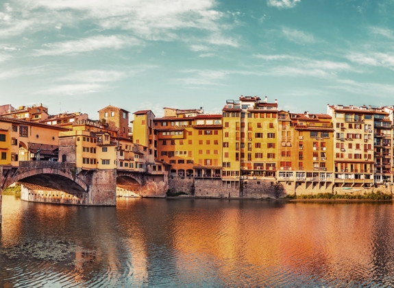 buildings on the wanters in Florence, Italy.
