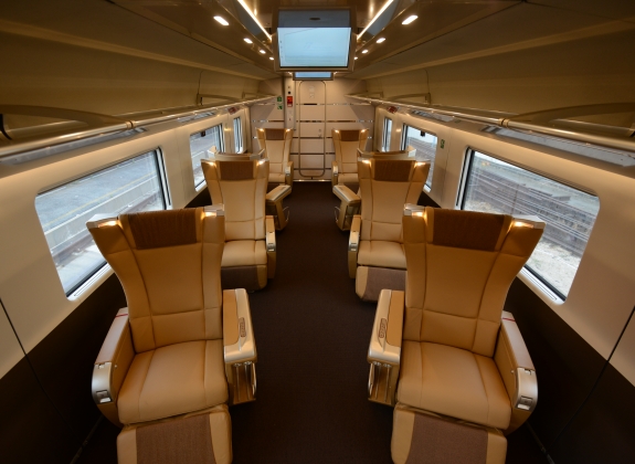 An executive train carriage ahead of boarding