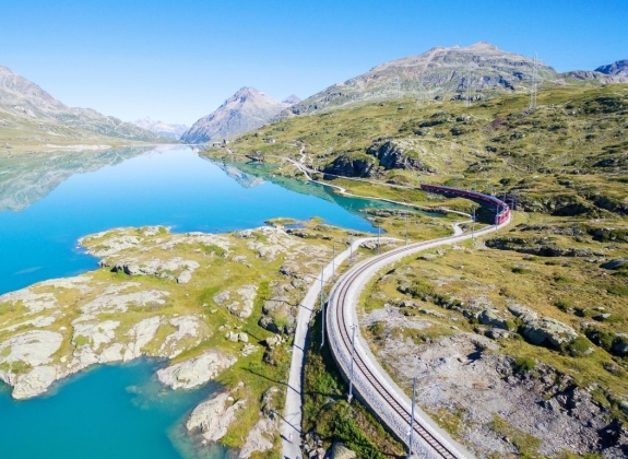 Bernina Express traveling in Switzerland