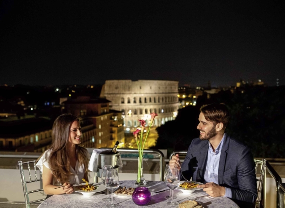 dinner at the top of the mercure-roma-centro-colosseo