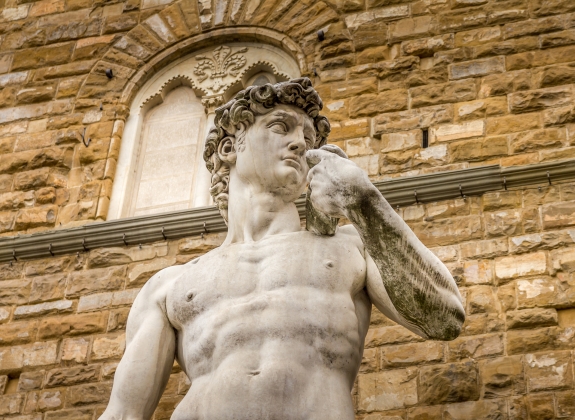Replica of Michelangelo's David statue in the Piazza della Signoria, Florence, Italy
