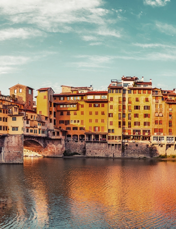 Florence, Italy buildings on the wanters in Florence, Italy.