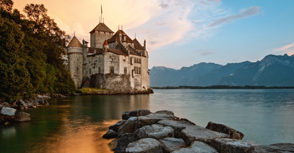 Switzerland-Montreux-Castle-on-Lake