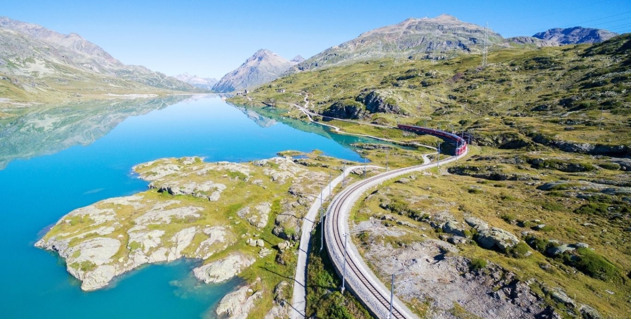 Bernina Express traveling in Switzerland