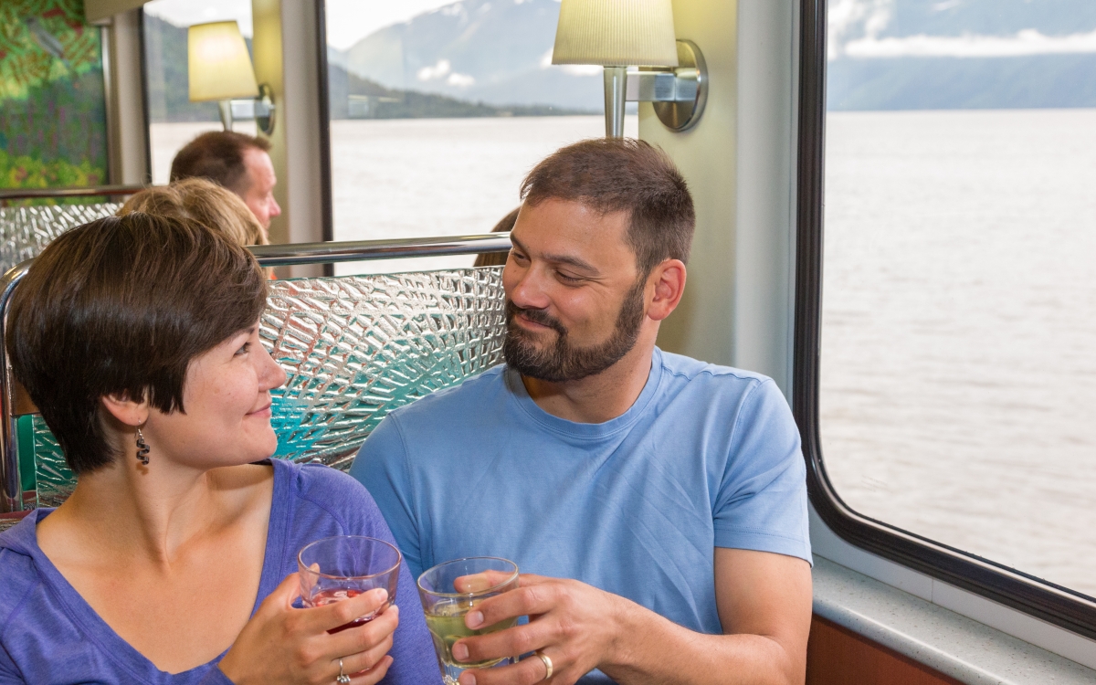 people dining on the Alaska Railroad