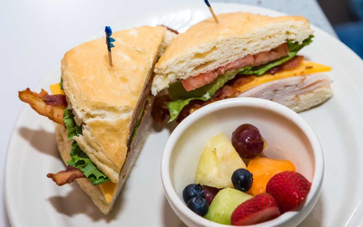 sandwich in onboard dining on the Alaska Railroad