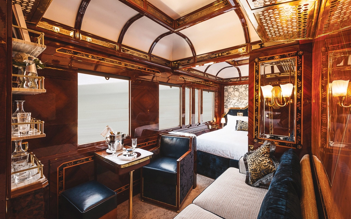 inside view of the Venice, grand suite accommodation onboard the VSOE