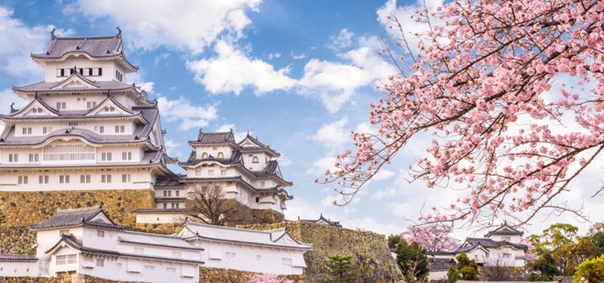 Visit Himeji Castle in Kansai on a Railbookers Japan rail vacation with fast Shinkansen connections from Kyoto and Osaka.