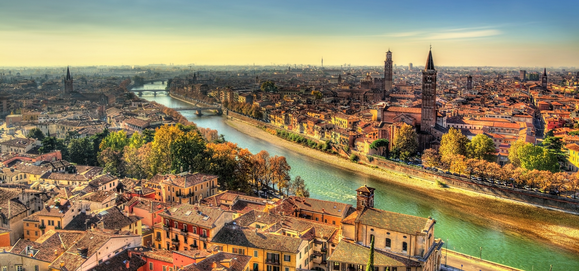 Verona river skyline view