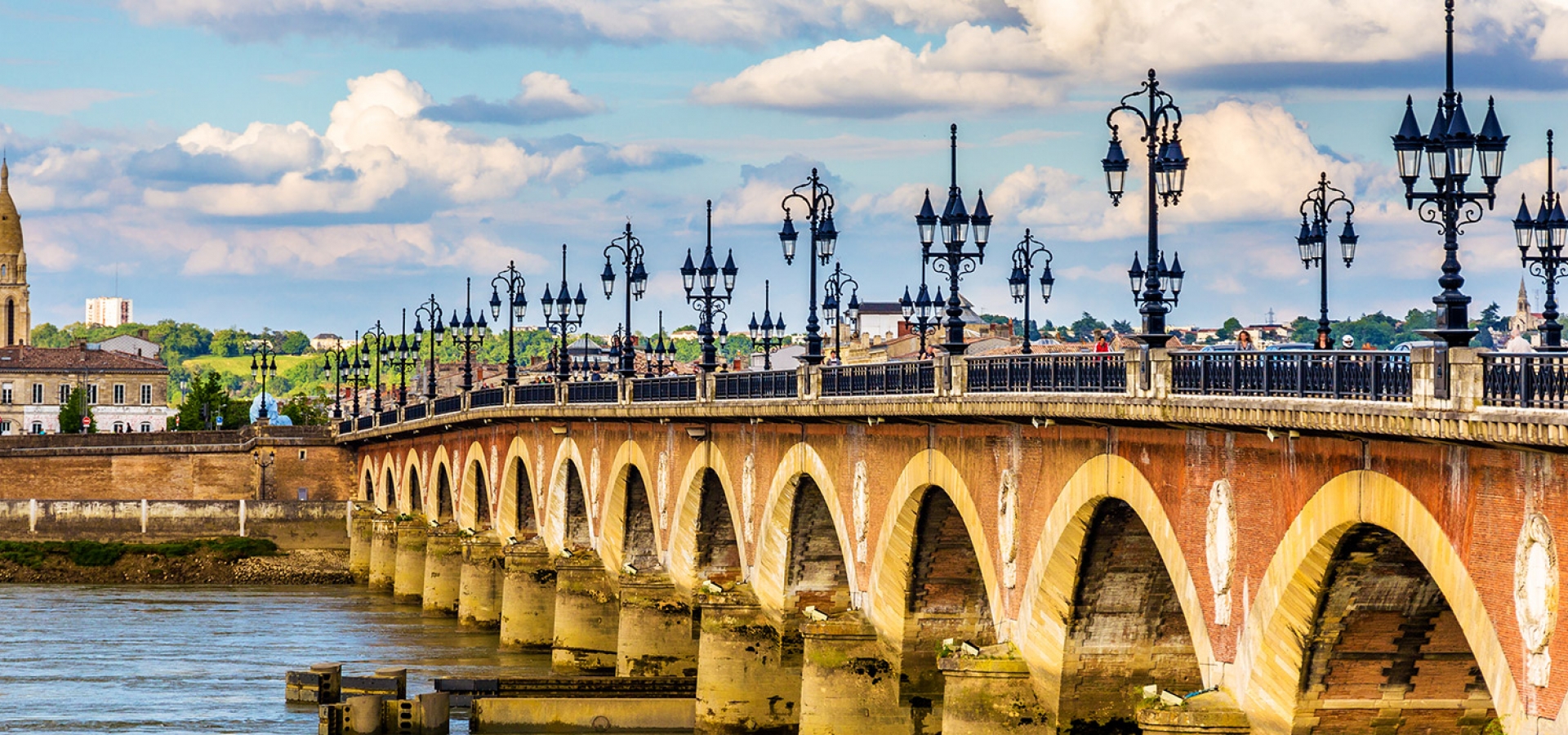 The Pont de Pierre in Bordeaux, a port city on the Garonne River in southwestern France.