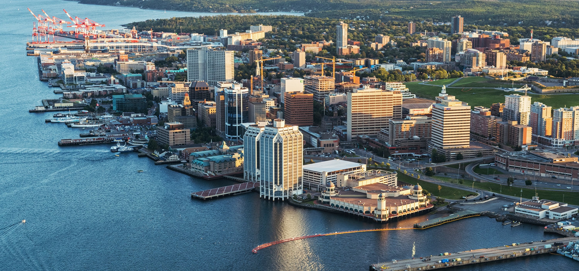Aerial view of the harbour and the city of Halifax in Nova Scotia, Canada