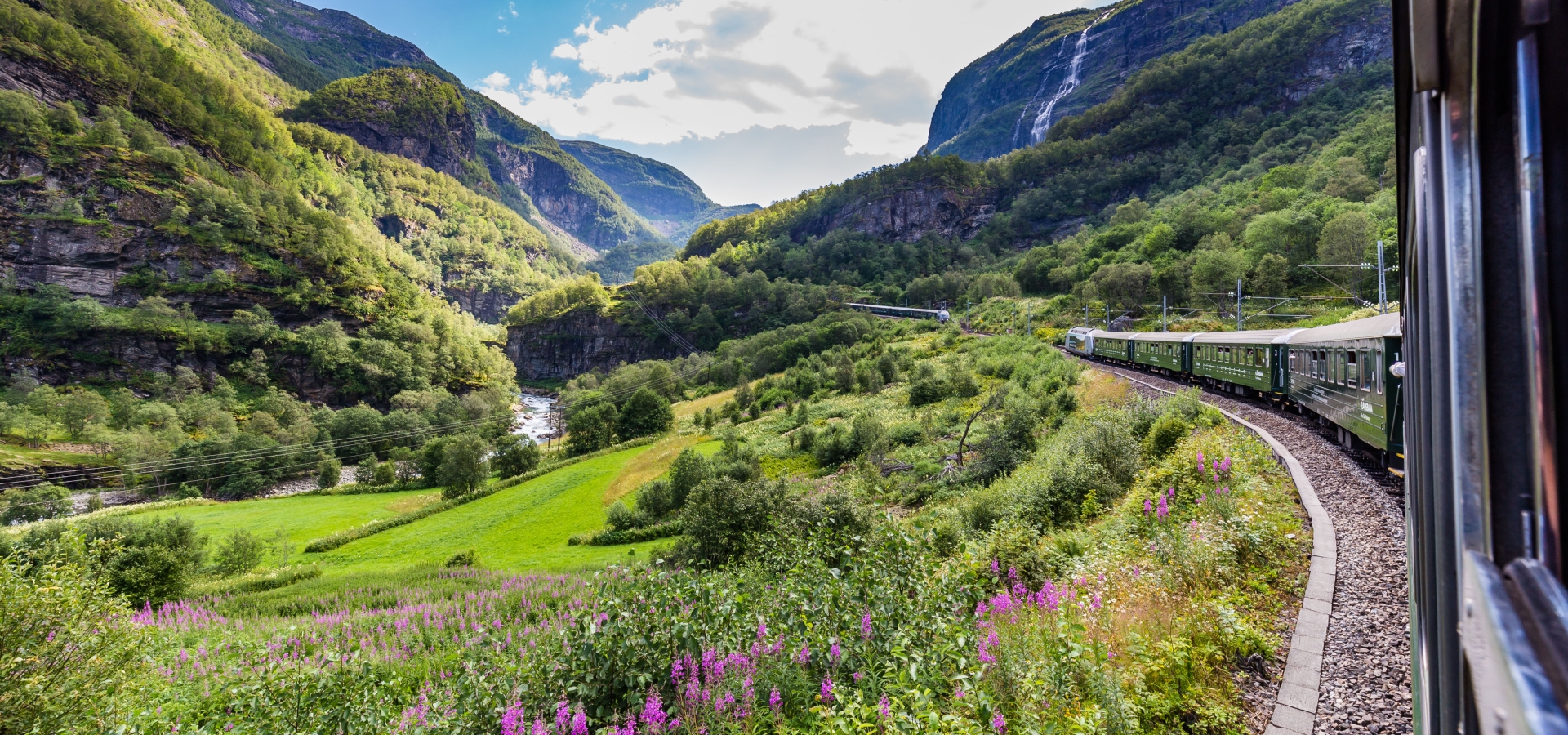 View from the most beautiful train journey Flamsbana between Flam and Myrdal in Aurland in Western Norway