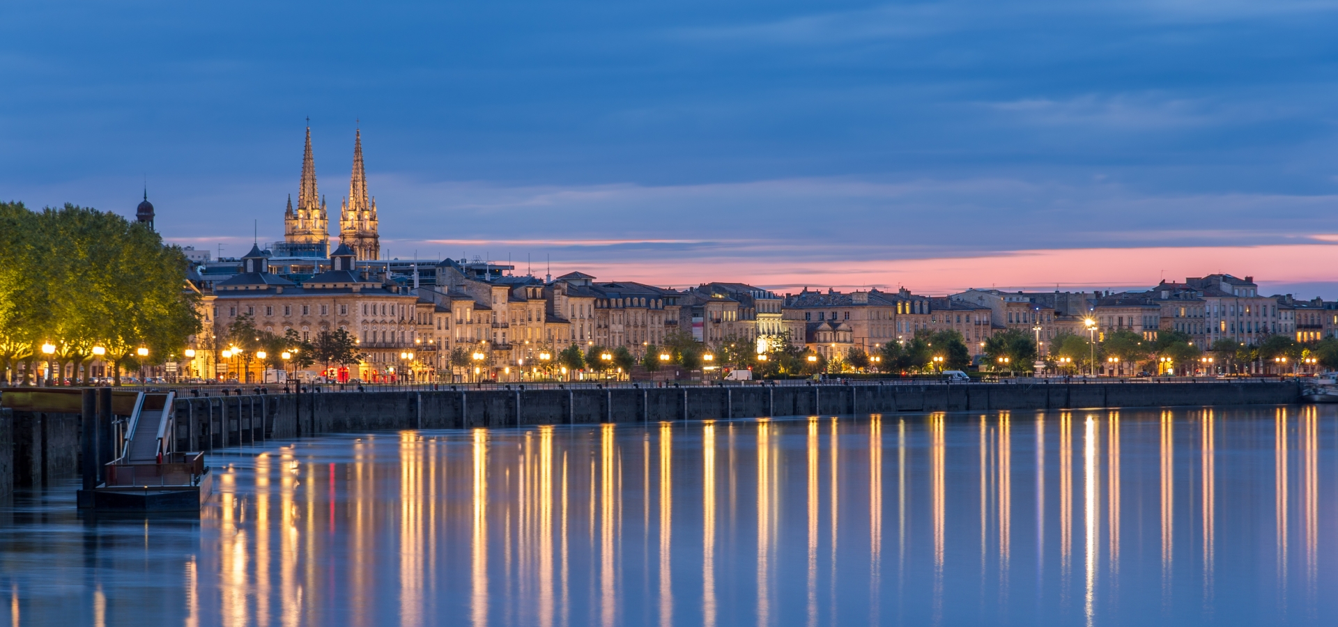 View on Bordeaux in the evening - France