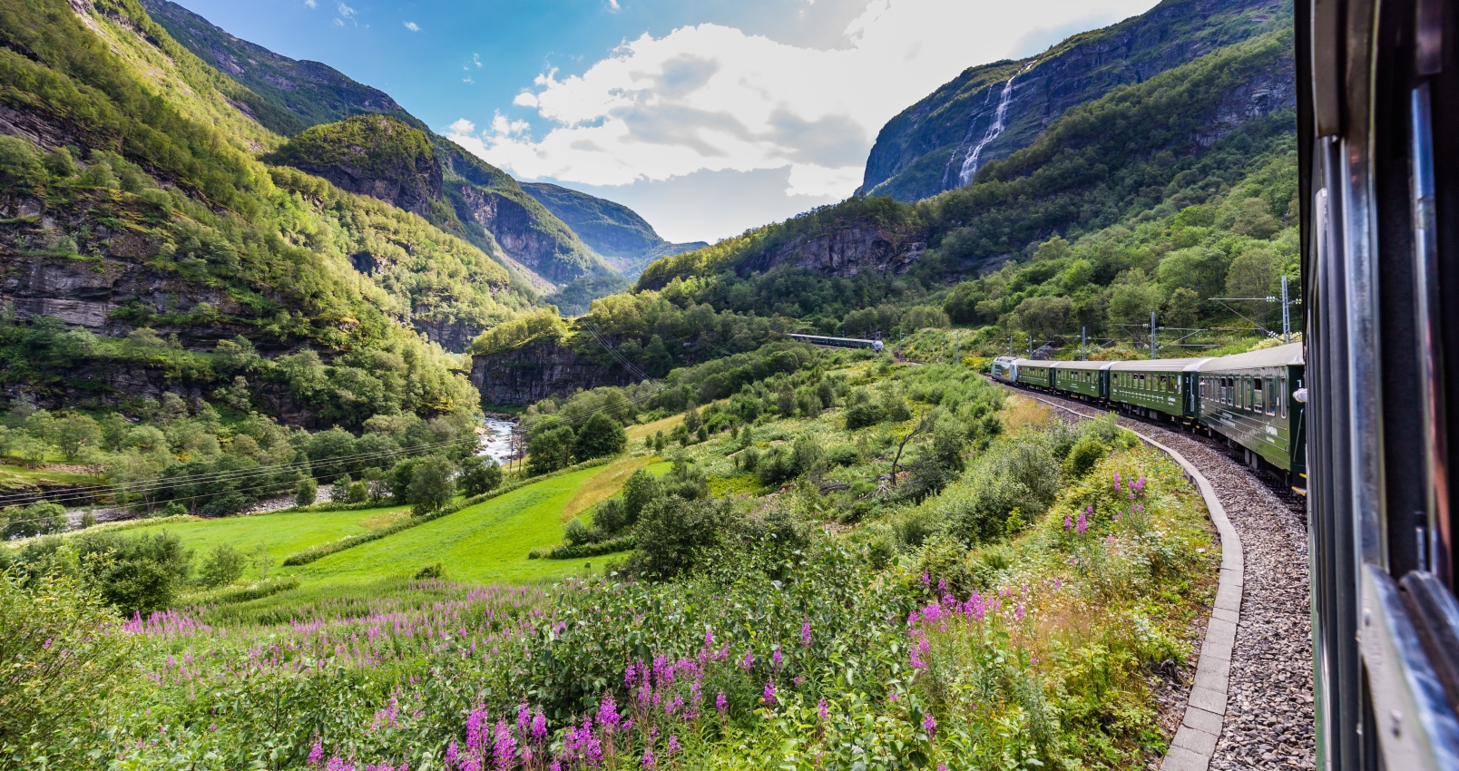 View from the most beautiful train journey Flamsbana between Flam and Myrdal in Aurland in Western Norway