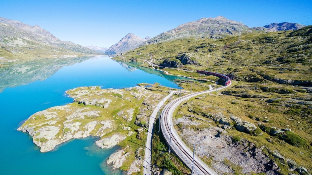 Bernina Express traveling in Switzerland