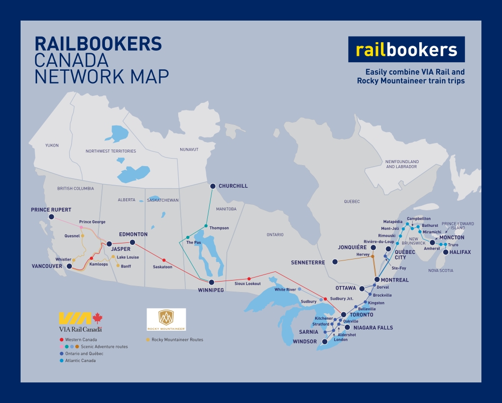 Railbookers Canada Rail System Map