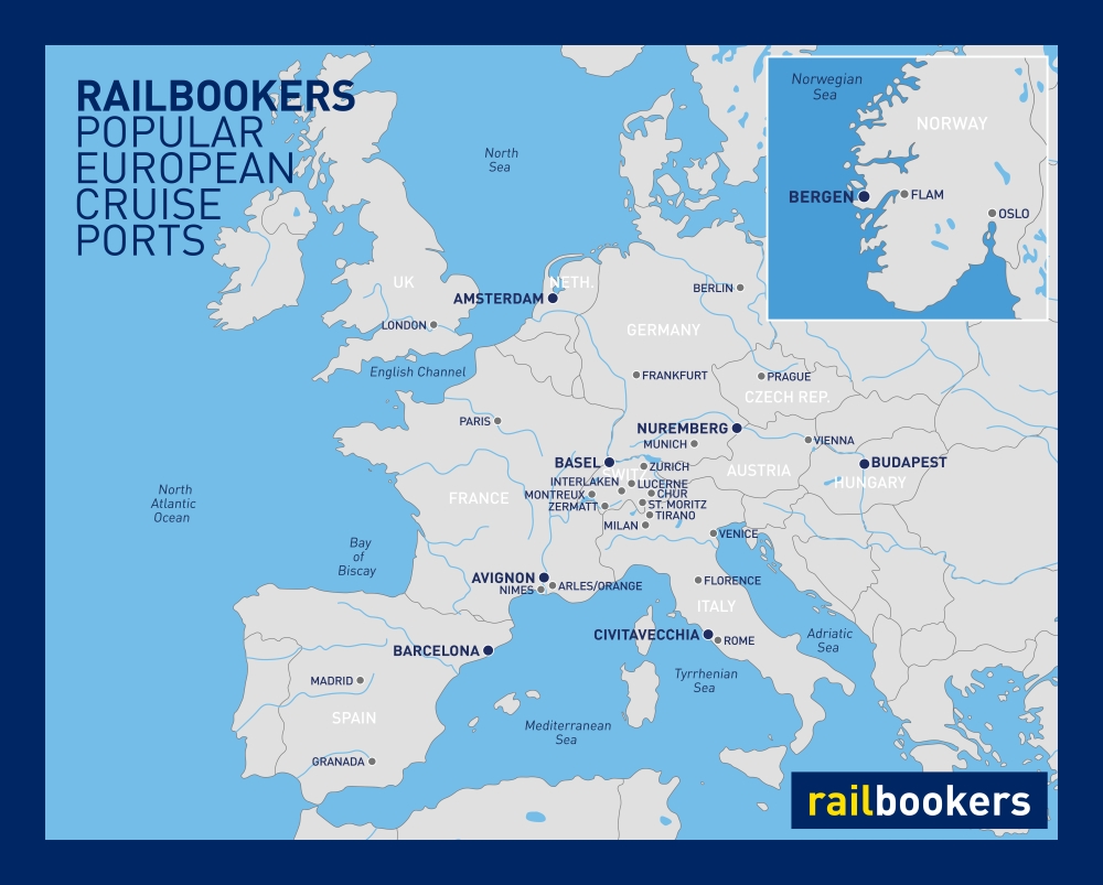 Railbookers' Popular European Cruise Ports Map