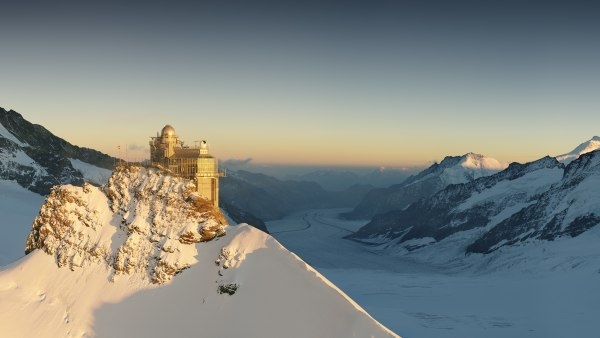 The summit of the Jungfraubahn at sunset
